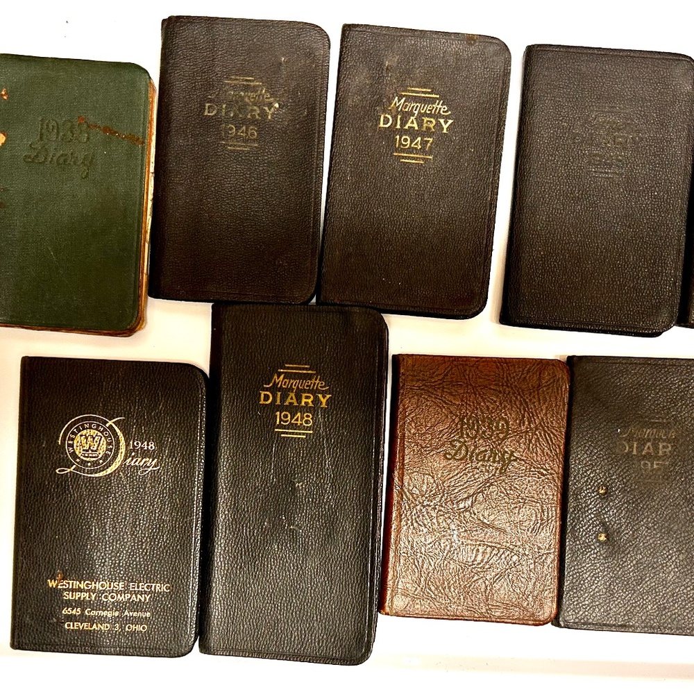 9 Vintage Pocket Diaries Datebook Calendars 1930's - 40's Handwritten Diary